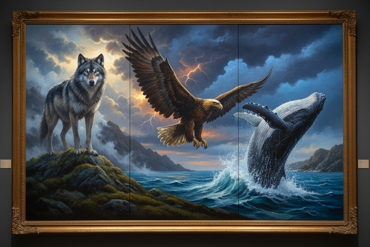 Land, Air & Ocean - Three Animals